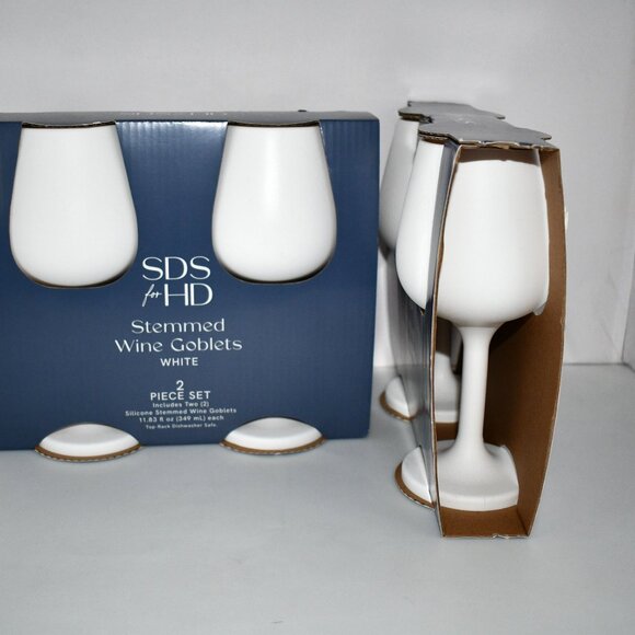 SDS for HD Designs Silicone Stemmed Goblets Set of 4 in White NWT - Picture 3 of 4